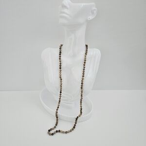 Jasper Bead Crystal Long necklace Sandy Color Dots